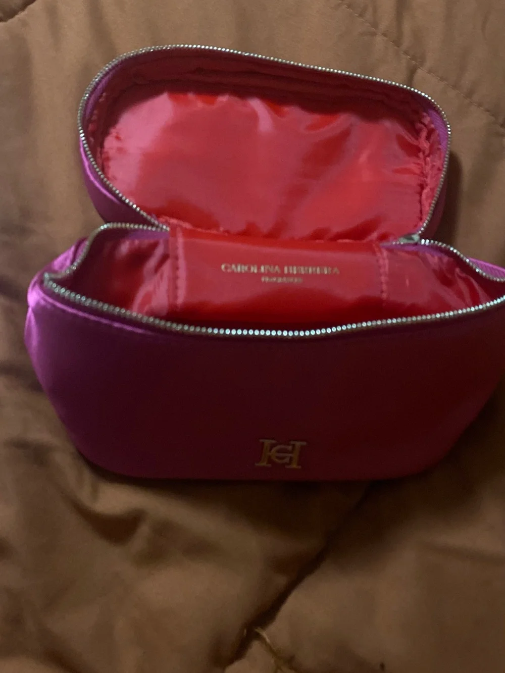 Eloise Hot Pink Top-Handle Cosmetic Bag